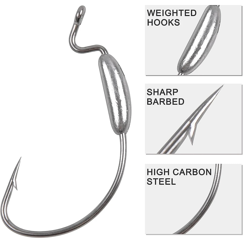 5Pcs Weighted Weedless Hooks